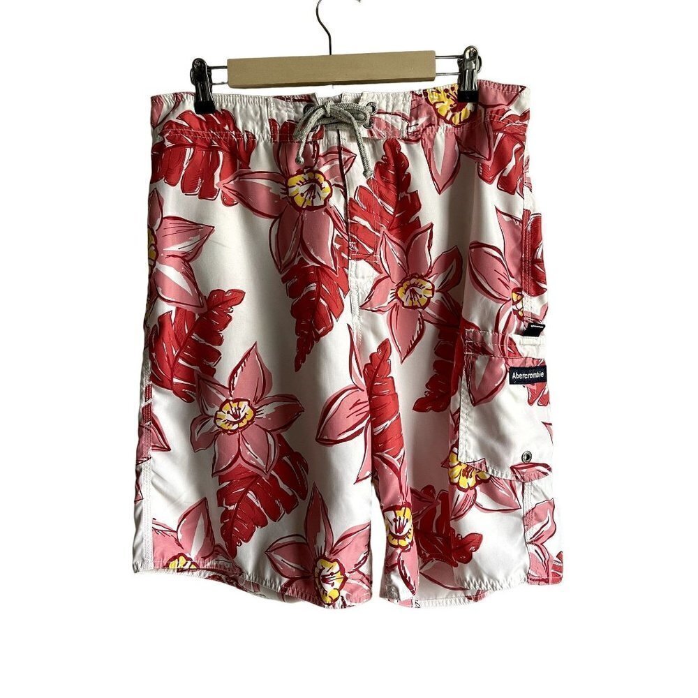Abercrombie & Fitch Vintage Hibiscus Hawaiian Tropical Board Shorts 34"